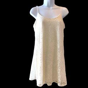 Emerald Sundae White Lace Dress Adjustable Spaghetti Straps Mini Size Medium